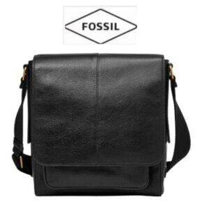 Fossil Kayden Black Leather Crossbody Bag SBG1324001 (M)